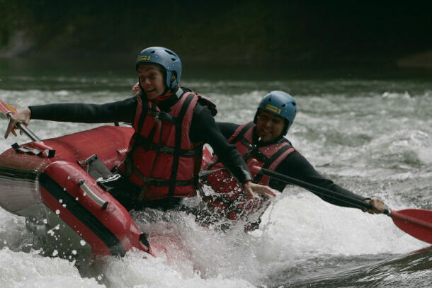 Canoraft on river near Annecy