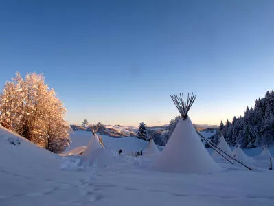 Night in a teepee in winter