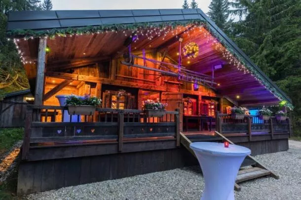 Original evening in a mountain chalet