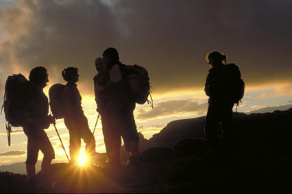 Evening Hike in the Alps with Sunset 