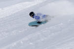 Toboggan downhill on snow