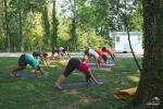 Beach Yoga lesson at Lake Annecy