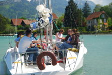 Sailing boat activity at Annecy