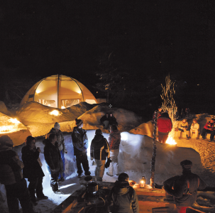 Eco-bivouac evening winter