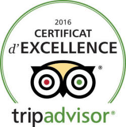 Certificat d'Excellence 2016 par Trip Advisor